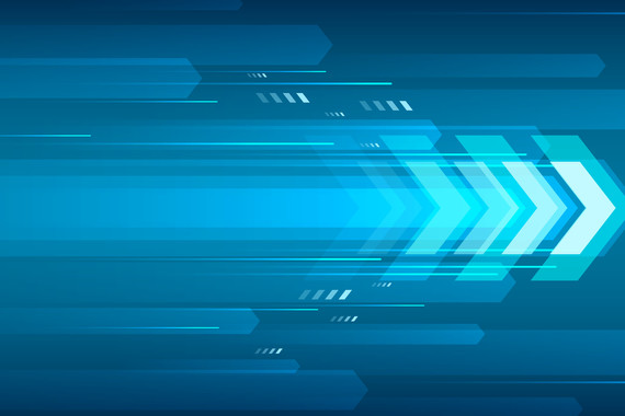 Fast track pilot image - multiple blue arrows moving to the right